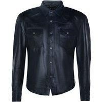 Men’s Black Genuine Leather Shirt Jeans Trucker Slim Fit Jacket 3XL