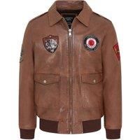 Infinity Leather Men's Leather Bomber G-1 Aviator Collar Jacket - Maverick in Tan | Size: Large