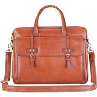 Genuine Italian Leather Laptop Messenger Bag – 15.6” Satchel Crossbody Shoulder Bag for Men – Professional Business Travel Work Bag with Adjustable Strap & Compartments