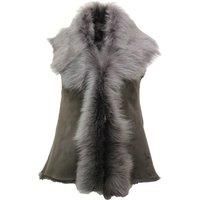 Infinity Leather Women's Toscana Sheepskin Short Gilet-Denver in Grey | Size: 20