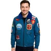 Men's Topgun Brown Leather Jacket Tom Cruise Sheepskin Collar Maverick A2 Bomber