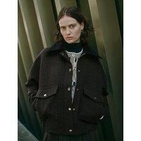 Albaray Removeable Collar Flannel Jacket - Brown