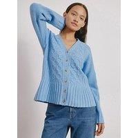 Albaray Cable Peplum Cardi - Blue
