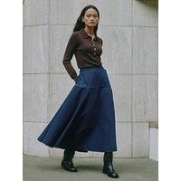 Albaray Denim Basque Midi Skirt