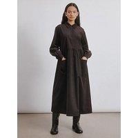 Albaray Cord Placket Midi Dress - Brown