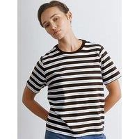 Albaray Stripe T Shirt - White/Brown