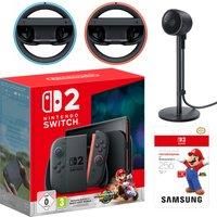 Nintendo Switch 2 256GB with Mario Kart World, Joy-Con 2 Wheel Pair, Nintendo Switch 2 Camera, Samsung microSD Express Card - Neon Red/Blue, Multi Colour