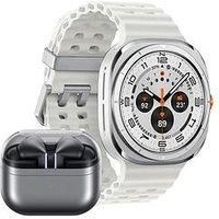 Samsung Galaxy Watch Ultra (2025) 47Mm, Titanium White And Buds3 Pro Silver With Galaxy Ai