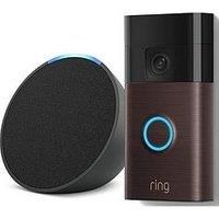 Ring 3Rdgen Video Doorbell Venetian Bronze & Echo Pop Black