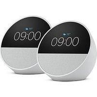Amazon Echo Spot Alarm Clock With Alexa, White 2 Pack