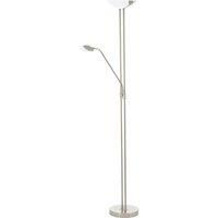 Floor Lamp Light Satin Nickel Shade White Satined Glass Bulb LED 20W 2.5W 2.5W