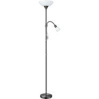 Floor Lamp Light Nickel Shade White Plastic Glass Bulb E27 E14 1x60W 1x25W