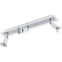 Wall Ceiling 3 Spot Light Colour White Chrome Shade & Back Plate Bulb GU10 3x5W