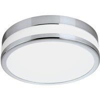 Wall Flush Ceiling Light IP44 Chrome White Painted Glass Shade Bulb LED 24W Incl