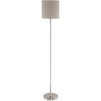 Floor Lamp Light Satin Nickel Shade Taupe Fabric Pedal Switch Bulb E27 1x60W