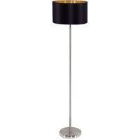 Floor Lamp Light Satin Nickel Shade Black Gold Fabric Pedal Switch Bulb E27
