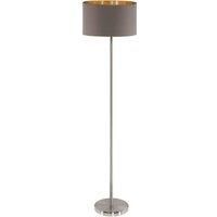 Floor Lamp Light Satin Nickel Shade Cappuccino Gold Fabric Pedal Switch E27