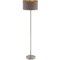 Floor Lamp Light Satin Nickel Shade Cappuccino Gold Fabric Pedal Switch E27