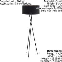 Floor Lamp Light Black Shade Black Copper Fabric Pedal Switch Bulb E27 1x60W