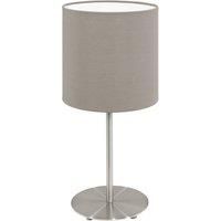 Table Desk Lamp Colour Satin Nickel Steel Shade Taupe Fabric Bulb E14 1x40W