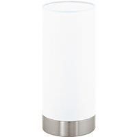 Loops Table Lamp Colour Satin Nickel Shade Round White Satin Glass Bulb E27 1x60W in Metallics