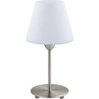 Table Lamp Colour Satin Nickel Base Shade White Glass Opal Matt Bulb E14 1x60W