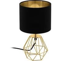 Table Lamp Colour Brass Steel Base Shade Black Gold Fabric Bulb E14 1x60W