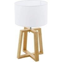 Table Desk Lamp Colour Natural Chrome Shade White Fabric Bulb E27 1x60W