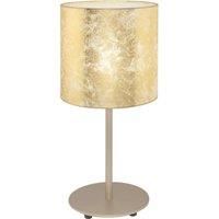 Table Lamp Champagne Slim Stem Round Base Shade Gold Fabric Bulb E27 1x60W