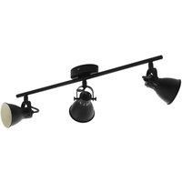 Flush Ceiling Light 3 Spots Colour Black Shade Bulb GU10 3x3.3W Included