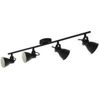 Flush Ceiling Light 4 Spots Colour Black Shade Bulb GU10 4x3.3W Included