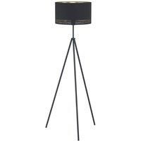 Floor Lamp Light Colour Black Shade Black Inner Gold Outer Fabric Bulb E27 1x40W