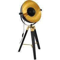 Table Lamp Desk Light Black & Brass & Gold Wood & Steel 1 x 60W E27 Bulb