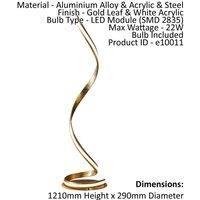 Floor Lamp Light Gold Leaf & White Acrylic 22W LED module Bulb Included