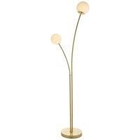 Floor Lamp Light Satin Brass & Opal Glass 2 x 3W LED G9 Complete Lamp