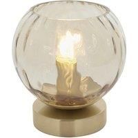 Table Lamp - Satin Brass Plate & Champagne Lustre Glass - 25W E14 golf