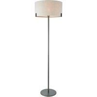 Floor Lamp Light Brushed Bronze & Natural Linen 60W E27 Base & Shade