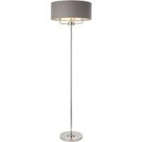 Floor Lamp Light - Bright Nickel & Charcoal Fabric - 3 x 40W E14  - Base & shade