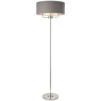 Floor Lamp Light - Bright Nickel & Charcoal Fabric - 3 x 40W E14  - Base & shade