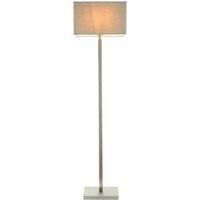 Floor Lamp Light Matt Nickel & Grey Fabric 60W E27 Standing Base & Shade