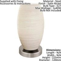 2 PACK Table Lamp Colour Satin Nickel Shade White Glass Wiping Technique E27 40W