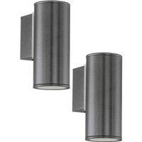 2 PACK IP44 Outdoor Wall Light Anthracite Zinc Plated Steel 1x 3W GU10