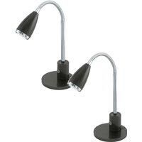 Loops 2 PACK Table Lamp Anthracite Chrome Plated Steel Rocker Switch GU10 3W Included in Metallics