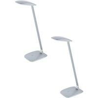 2 PACK Table Desk Lamp Colour Silver Touch On/Off Dimming LED 4.5W Included