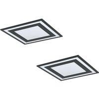 2 PACK Wall / Ceiling Light Black Modern 450mm Square Slim Panel 24W LED