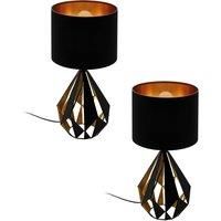 2 PACK Table Lamp Desk Light Black Shade & Copper Geometric 1x 60W E27
