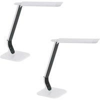2 PACK Table Desk Lamp White Steel Black Plastic Touch On/Off LED 6W Included
