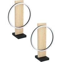 Loops 2 PACK Table Lamp Colour Black Brown Shade White Plastic LED 1x12W Included