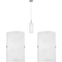 Ceiling Pendant Light & 2x Matching Wall Lights Satin Nickel Glass Hanging Lamp