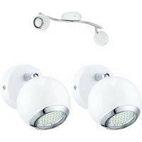 Twin Ceiling Spot Light & 2x Matching Wall Lights White & Chrome Adjustable Head